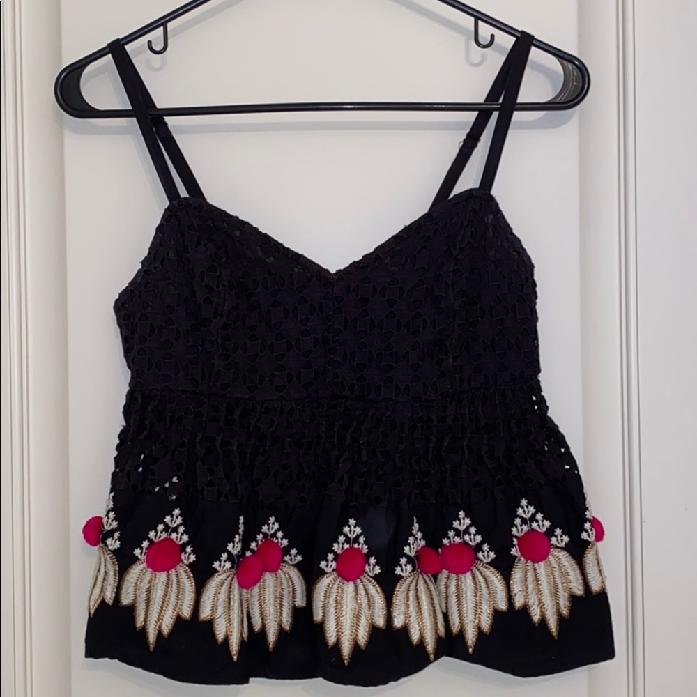 Leifsdottir black eyelet tank